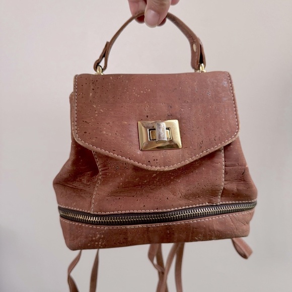 Rok Suzy Q Mini Cork Backpack Salted Caramel Brown Bag Purse - Picture 1 of 13